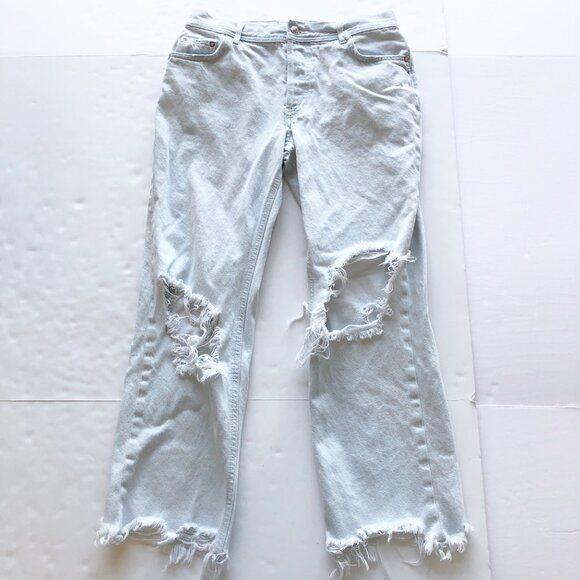 WE THE FREE Maggie Mid Rise Straight Leg Paradise Blue Ripped Jeans Womens 26 - Picture 4 of 9